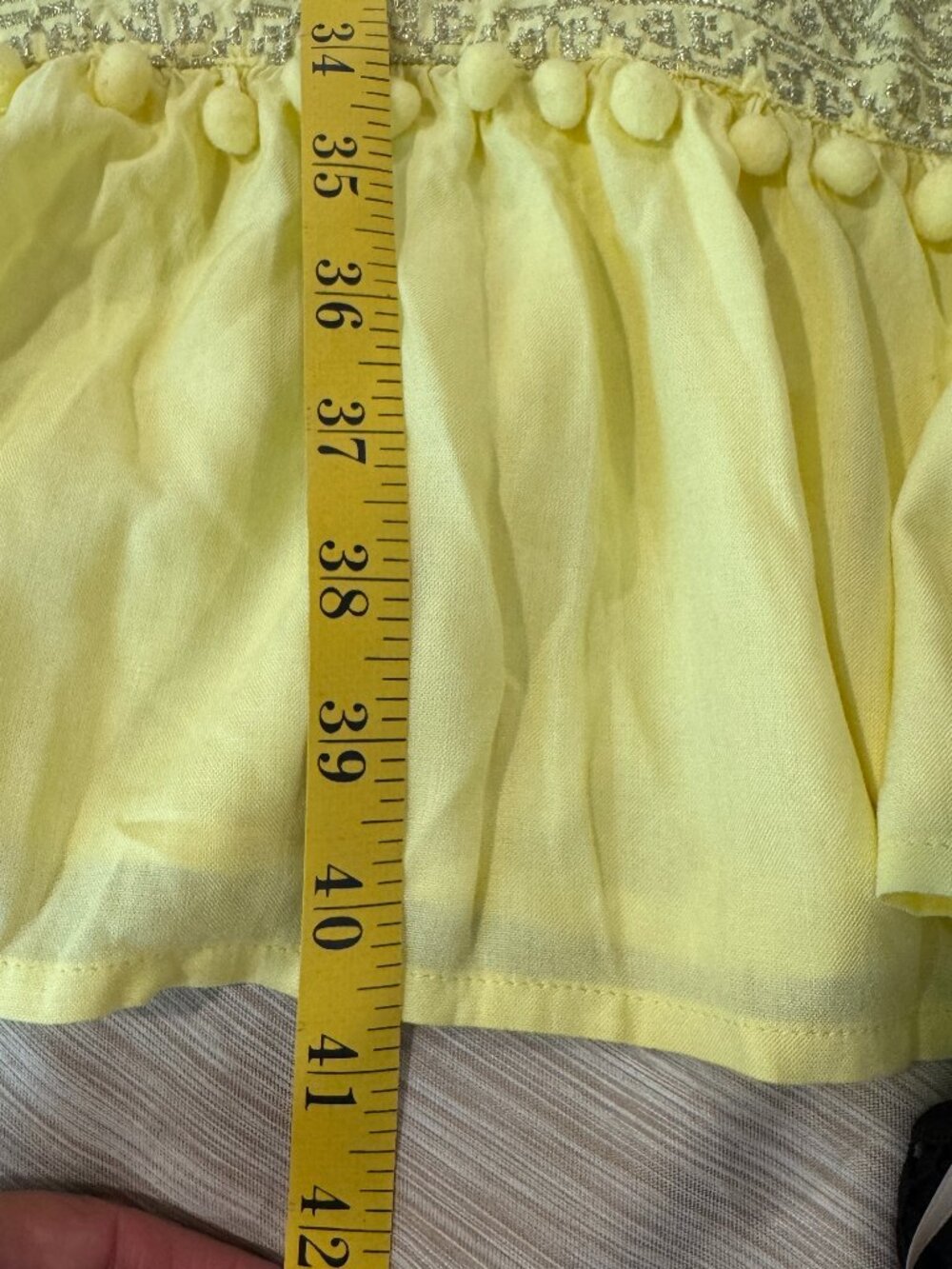Monsoon XXL NWT Yellow Boho Festival Dress Metallic Embroidered Pom Pom Tassels - Picture 15 of 15